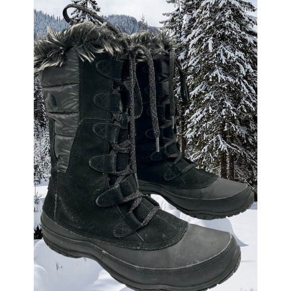 THE NORTH FACE NUPTSE PURNA BOOT WOMEN'S SHINY TNF Black A0Z3 size 9 - Picture 1 of 10